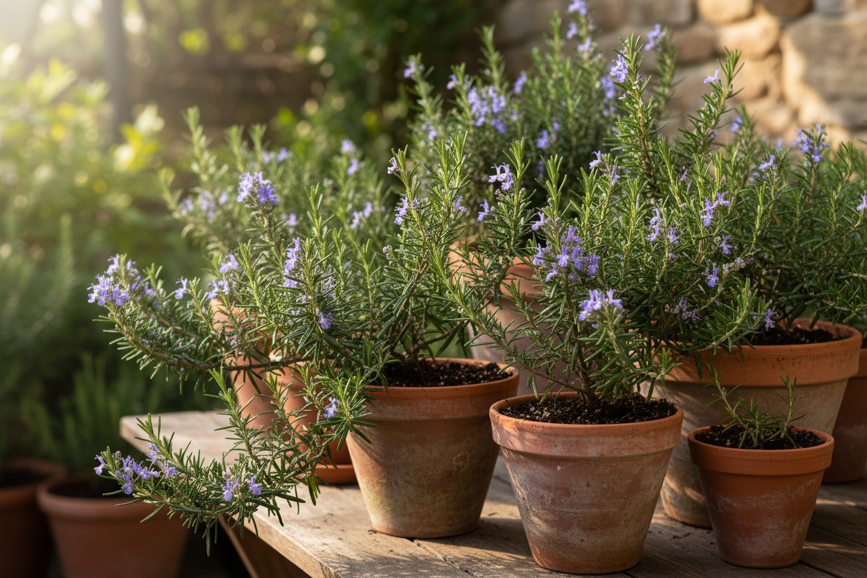 Skapa en bild med rosmarin växter